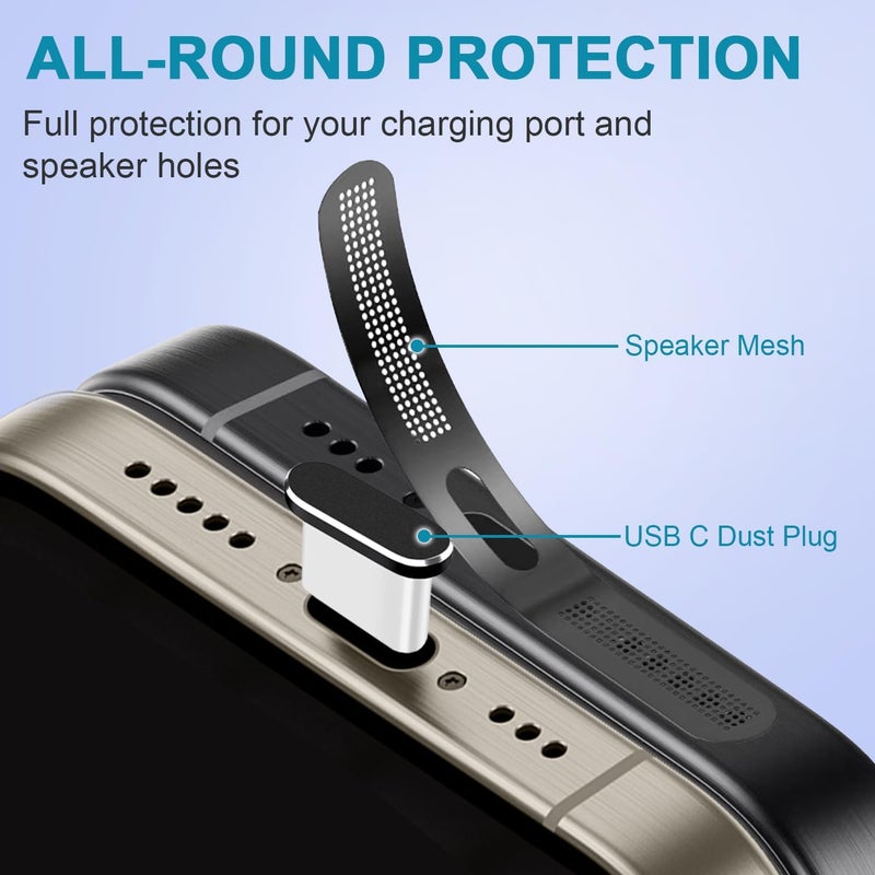 Goweewon USB C Dust Plug, 4 Pack USB C Port Cover, Type C Charging Port Plug Cover with Speaker Dust Cover, Phone Accessories for iPhone 17, iPhone 15/16/16 Plus/16 Pro/16 Pro Max - Image 2